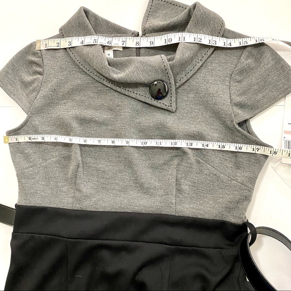 London Style Black Gray Career Sheath Midi Dress 10 - Picture 11 of 13